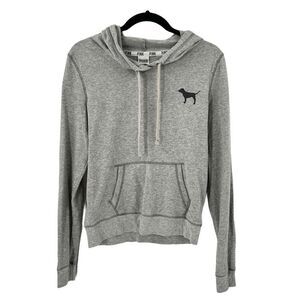 PINK Love Pink Gray Dog Logo Hoodie Size Small